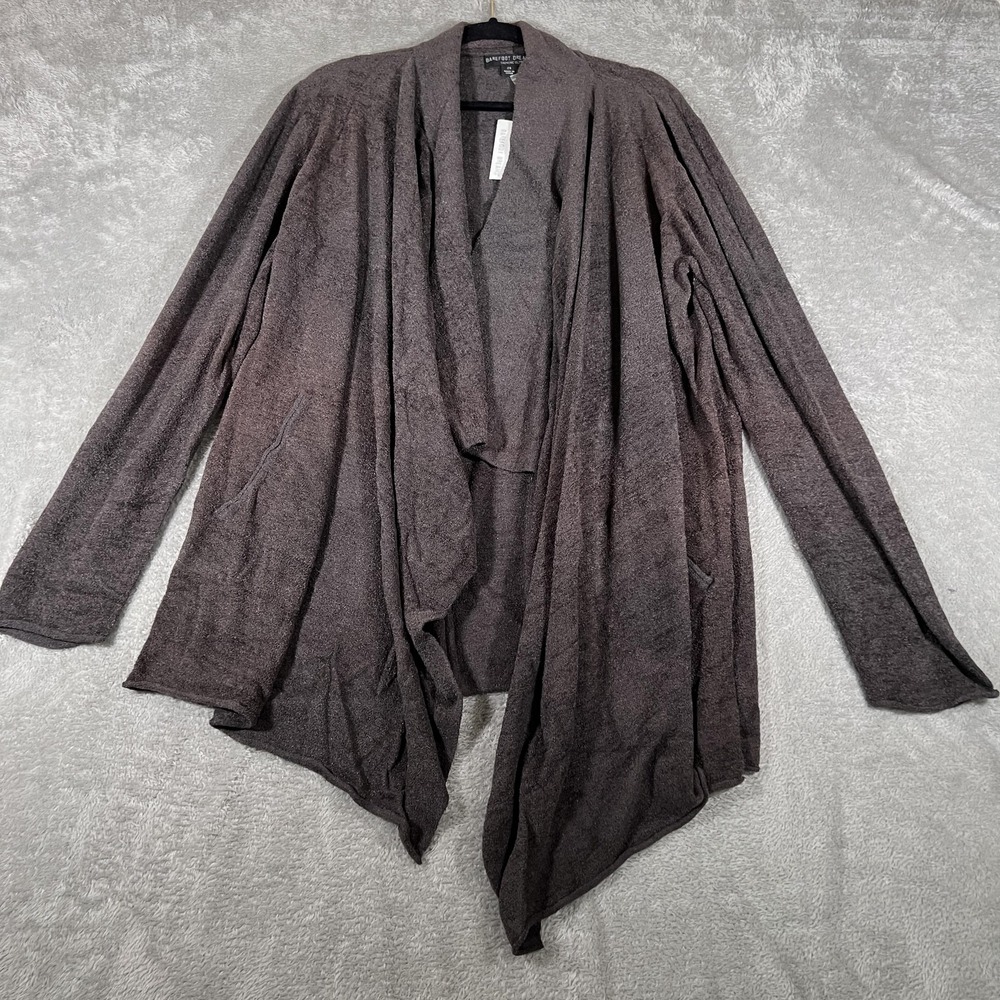 Barefoot Dreams Cardigan‎ Sweater Womens 2X Carbon Hi/Lo CozyChic Ultra Lite